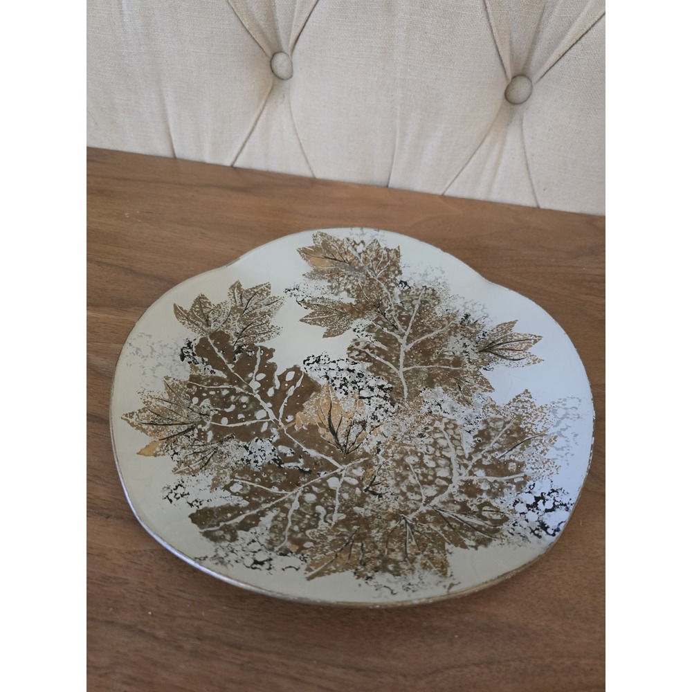 Vintage Lord & Taylor hand painted signed decorative plate leaf design 9.65"